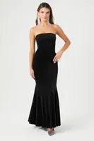 Women's Velvet Strapless Maxi Dress