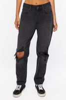 Women's Recycled Cotton Distressed Jeans in Washed Black, 30