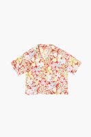 Girls Tropical Floral Print Shirt (Kids) in Red, 13/14