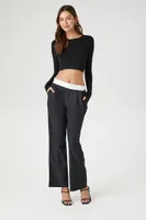 Women's Seamless Long-Sleeve Crop Top in Black Small