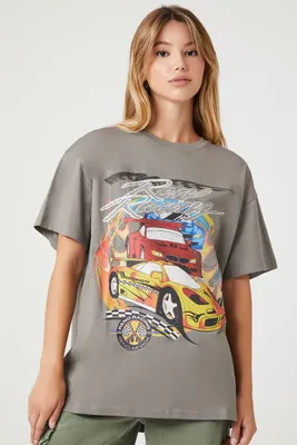 Women's Reno Racing Oversized Graphic T-Shirt in Charcoal Medium