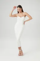 Women's Sweetheart Cami Bodycon Midi Dress in Cream, XL