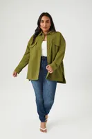 Women's Drop-Sleeve Shacket in Olive, 3X