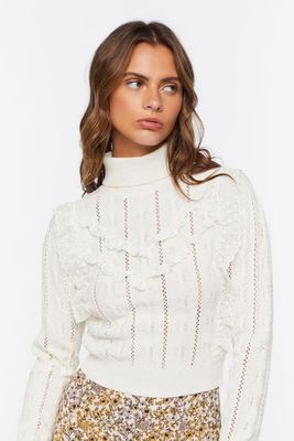 Women's Cable Knit Turtleneck Sweater Small