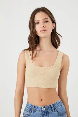 Women's Cropped Tank Top in Warm Sand Large