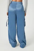 Women's Satin Wide-Leg Cargo Pants