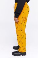 Men Dice Print Drawstring Pants Gold/Black