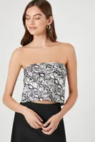 Women's Satin Snake Print Tube Top in Grey Small