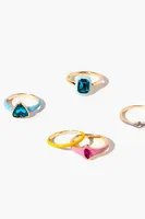 Women's Faux Gem Ring Set in Gold