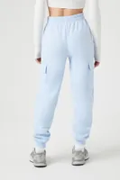 Women's Fleece Cargo Joggers in Light Blue Large