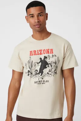 Men Arizona Desert Club Graphic Tee in Taupe Medium