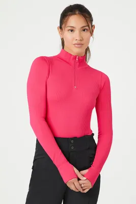 Women's Seamless Half-Zip Bodysuit Hibiscus