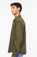 Men Drop-Sleeve Snap-Button Shirt in Olive, XXL