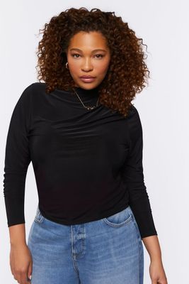 Women's Slinky Turtleneck Top in Black, 0X