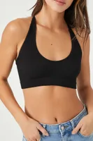 Women's Seamless Plunging Crisscross Bralette in Black Medium