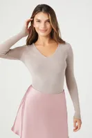 Women's Fitted Sweater-Knit Bodysuit in Goat, XS