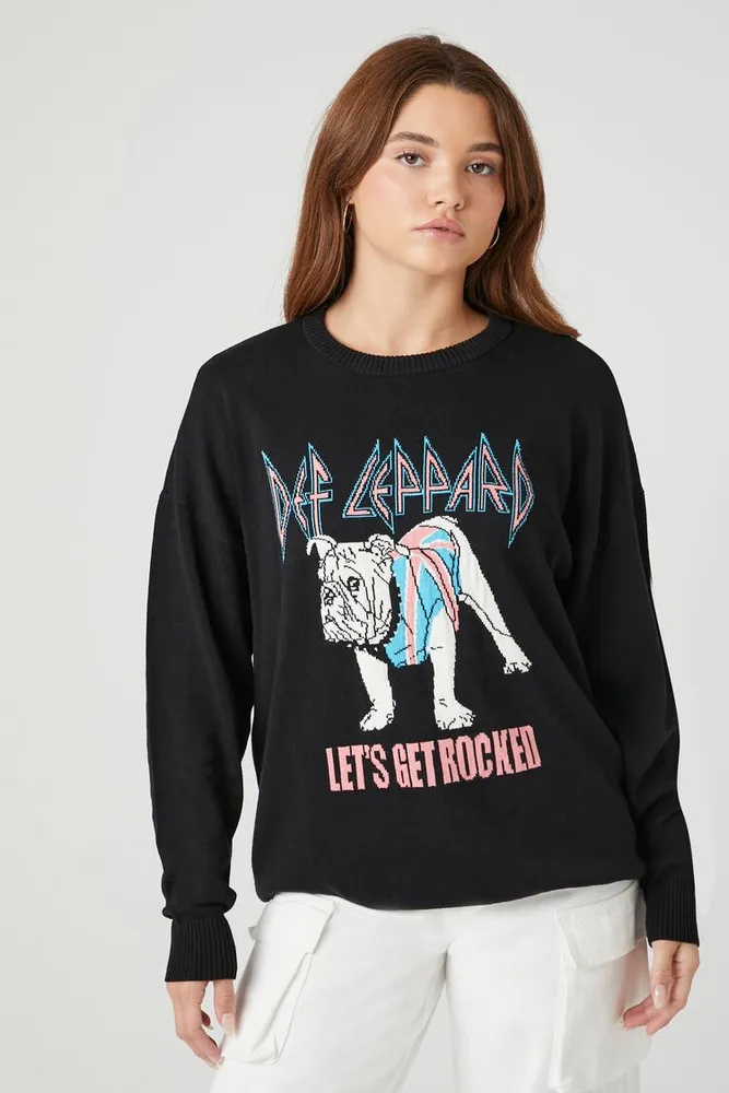 Women's Def Leppard Graphic Sweater in Black, XL