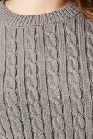 Women's Cable Knit Sweater in Charcoal, 2X