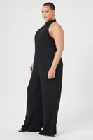 Women's Halter Wide-Leg Jumpsuit in Black, 1X