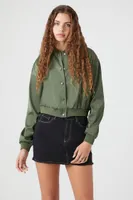 Women's Satin Bomber Jacket in Olive, XL