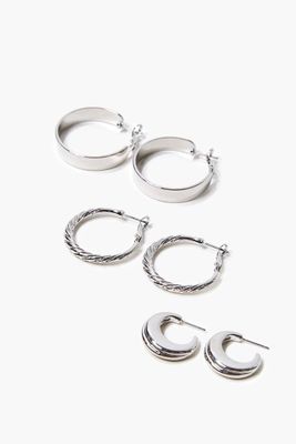 Women's Twisted Hoop Earring Set in Silver