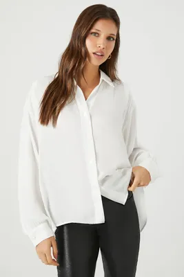 Women's Billowy Pleated Shirt in White Medium