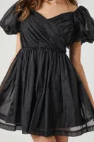 Women's Sweetheart Chiffon Mini Dress in Black Large