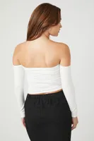 Women's Off-the-Shoulder Los Angeles Top in Cream/Black Small