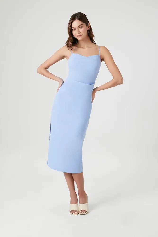 Women's Satin Cami Midi Dress in Blue Moon Medium