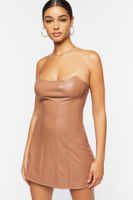 Women's Faux Leather Strapless Mini Dress in Carob Medium