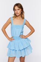 Women's Ruffled Tiered Mini Dress Blue