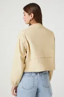 Women's Zip-Up Bomber Jacket in Khaki Small