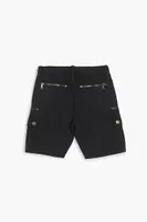 Kids Mid-Rise Cargo Shorts (Girls + Boys) Black,