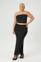 Women's Mesh Lettuce-Edge Maxi Skirt in Black, 0X