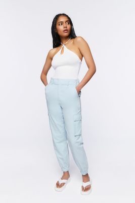 Women's Mid-Rise Cargo Joggers in Powder Blue Large