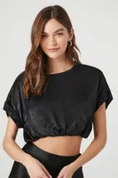 Women's Satin Crop Top in Black Small