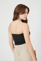 Women's Textured Cropped Tube Top Black