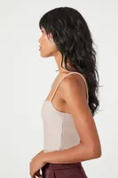Women's Glitter Cami Bodysuit in Almond Small