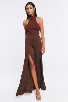 Women's Leg-Slit Palazzo Pants in Chocolate Small