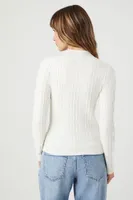 Women's Geo Mock Neck Sweater in Cream Large