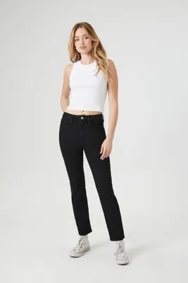 Women's Mid-Rise Straight Jeans Washed Black,