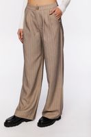 Women's Pinstriped Wide-Leg Pants in Khaki/Black Small