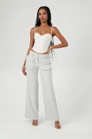 Women's High-Rise Wide-Leg Cargo Pants Grey