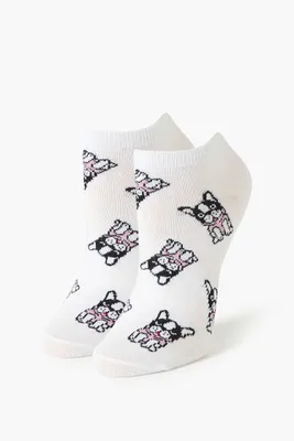 Boston Terrier Puppy Ankle Socks in White
