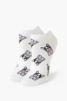 Boston Terrier Puppy Ankle Socks in White