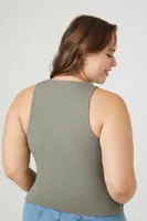 Women's Fitted Tank Top in Dark Olive, 0X