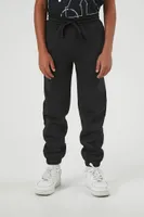 Kids Basic Drawstring Joggers (Girls + Boys) in Black, 13/14