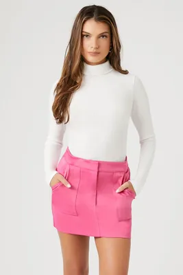 Women's Satin Mini Skirt in Pink Medium