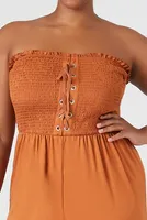 Women's Smocked Lace-Up Jumpsuit