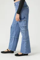 Women's Straight-Leg Cargo Jeans in Medium Denim, XS